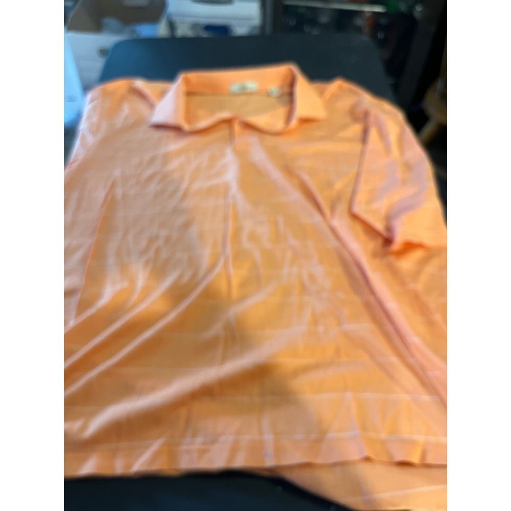 Peter‎ Millar Mens XXL Peach Striped Double Mercerized Cotton Short Sleeve Polo